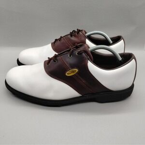 FootJoy eComfort Mens 11 M White Brown Leather Saddle Golf Shoes 57817